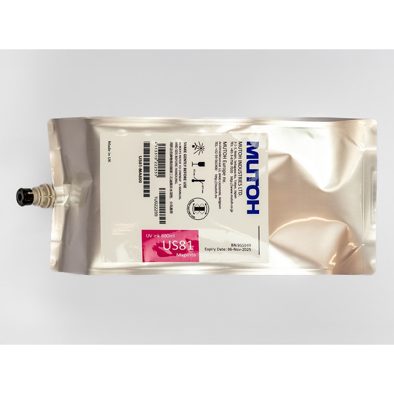 Atrament LED UV Mutoh Us81 Curable Bag 800ml Magenta