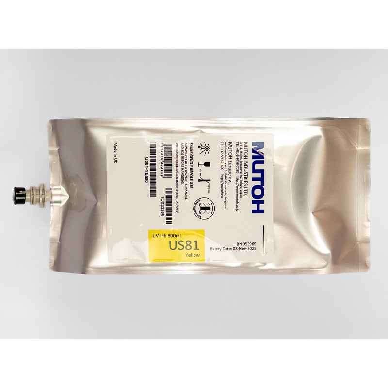 Atrament LED UV Mutoh Us81 Curable Bag 800ml Yellow