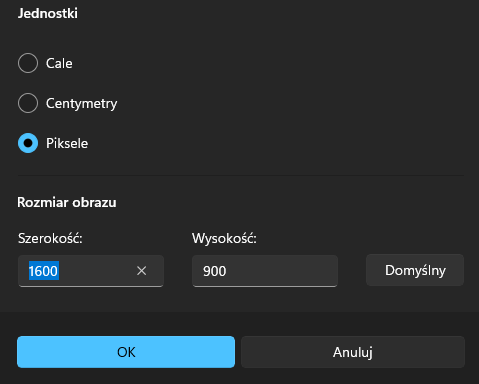 Okno zmiany rozmiaru obrazu w programie Paint, z opcjami zmiany wymiarów procentowo lub w pikselach i polem Zachowaj proporcje.
